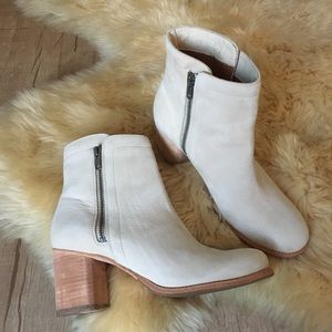 Frye Addie Double-Zip Block Heel Bootie - Ivory